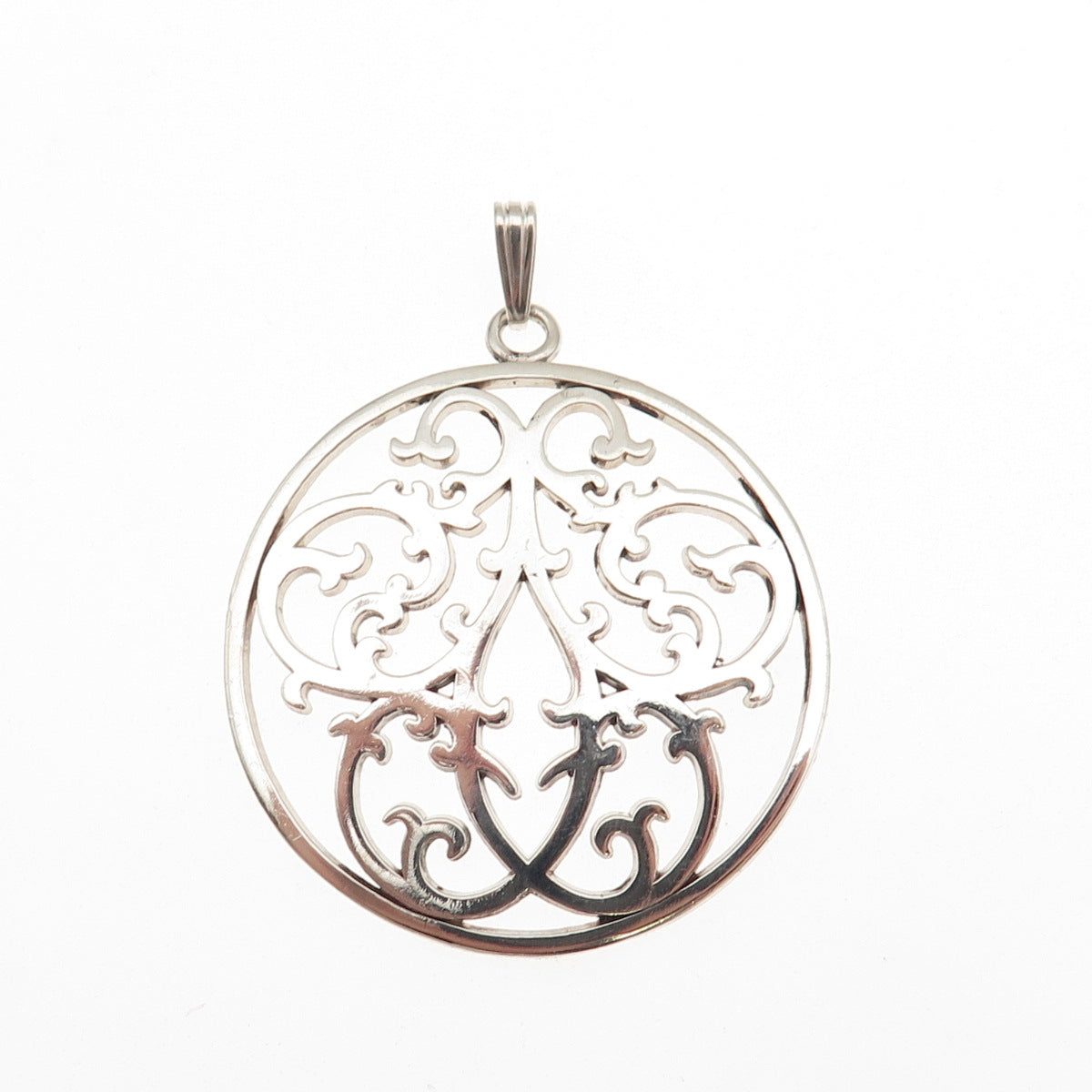 IC James Craig 925 Sterling Silver Vintage Ornate Floral Charm Pendant
