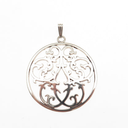 IC James Craig 925 Sterling Silver Vintage Ornate Floral Charm Pendant