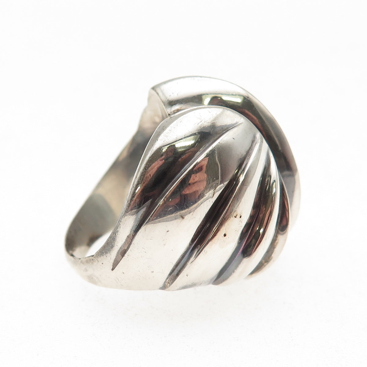 925 Sterling Silver Vintage Modernist Dome Oxidized Ring Size 6