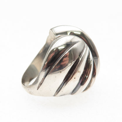 925 Sterling Silver Vintage Modernist Dome Oxidized Ring Size 6