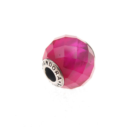 Pandora 925 Sterling Silver Lab-Created Ruby Essence Happiness Slide Bead Charm