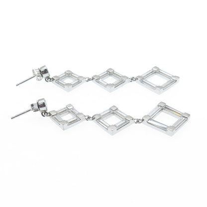 925 Sterling Silver Baguette & Round-Cut C Z Geometric Dangle Earrings
