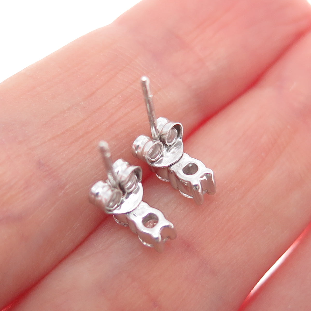 925 Sterling Silver Round-Cut C Z Stud Earrings