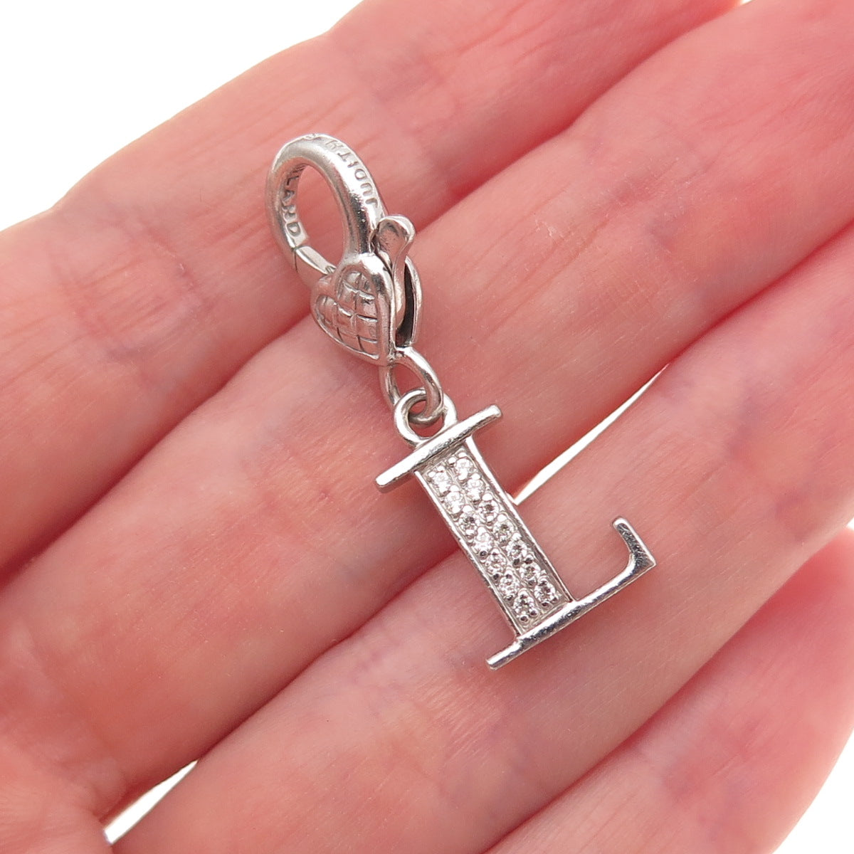 Judith Ripka 925 Sterling Silver C Z Letter L Initial Lobster Lock Charm Pendant