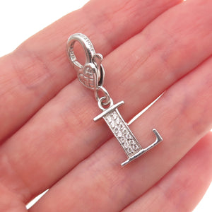 Judith Ripka 925 Sterling Silver C Z Letter L Initial Lobster Lock Charm Pendant