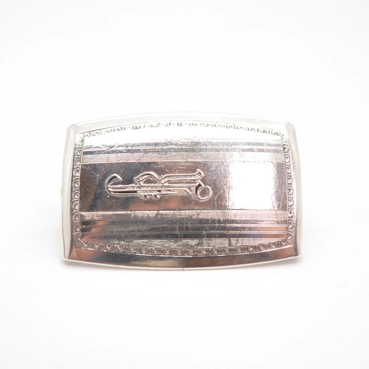 925 Sterling Silver Antique U.S.A Hickok Striped Belt Buckle