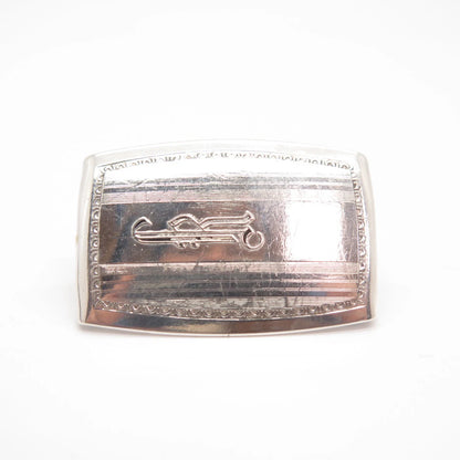 925 Sterling Silver Antique U.S.A Hickok Striped Belt Buckle
