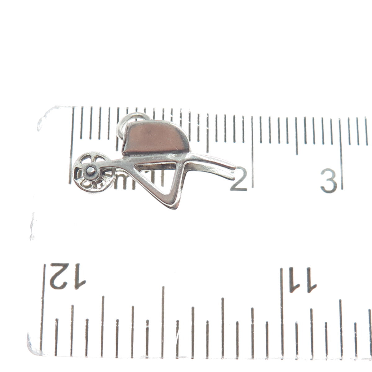 925 Sterling Silver Antique Wheelbarrow Gardening Minimalist 3D Charm Pendant