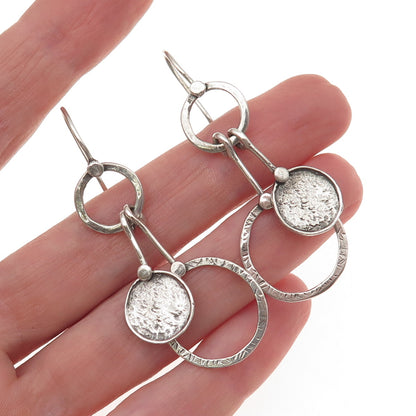 Silpada 925 Sterling Silver Vintage Hammered Disc Oxidized Dangle Earrings
