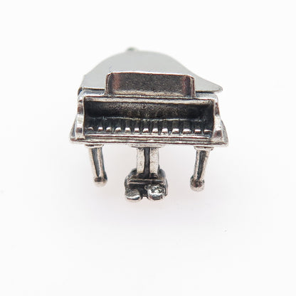 BEAU 925 Sterling Silver Vintage Grand Piano Minimalist 3D Charm Locket Pendant