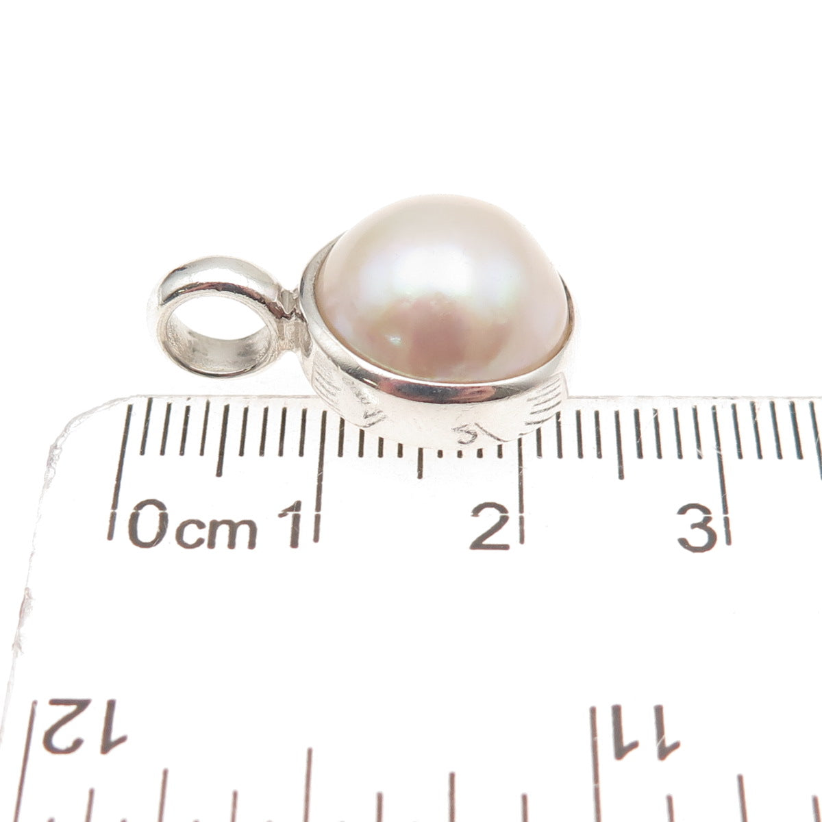 925 Sterling Silver Vintage Real Pearl Charm Pendant