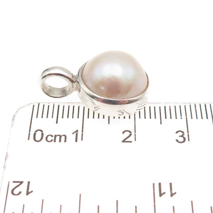 925 Sterling Silver Vintage Real Pearl Charm Pendant