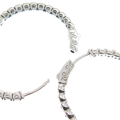 KLEO 925 Sterling Silver Round-Cut C Z In & Out Hoop Earrings