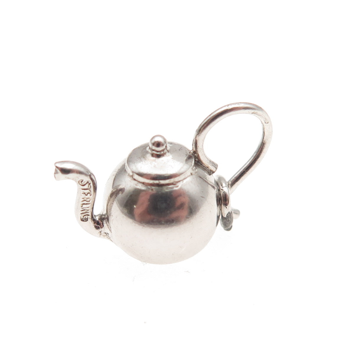 925 Sterling Silver Antique Art Deco Teapot 3D Mini Charm Pendant