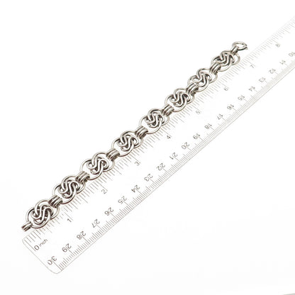 835 Silver Vintage Modernist Interlocked Infinity Link Bracelet 7.25"