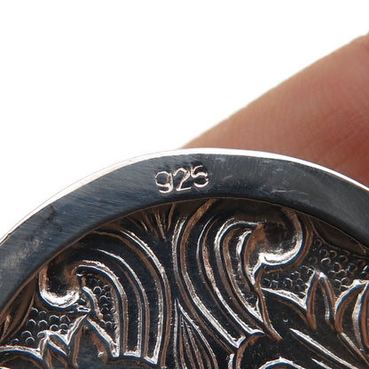 925 Sterling Silver Vintage Floral Repousse Round Locket Pendant