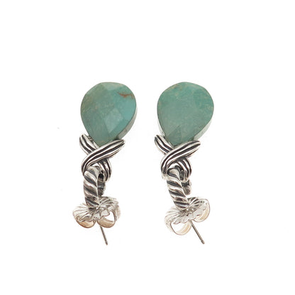 Carolyn Pollack Sterling Silver Vintage Real Turquoise Infinity Dangle Earrings
