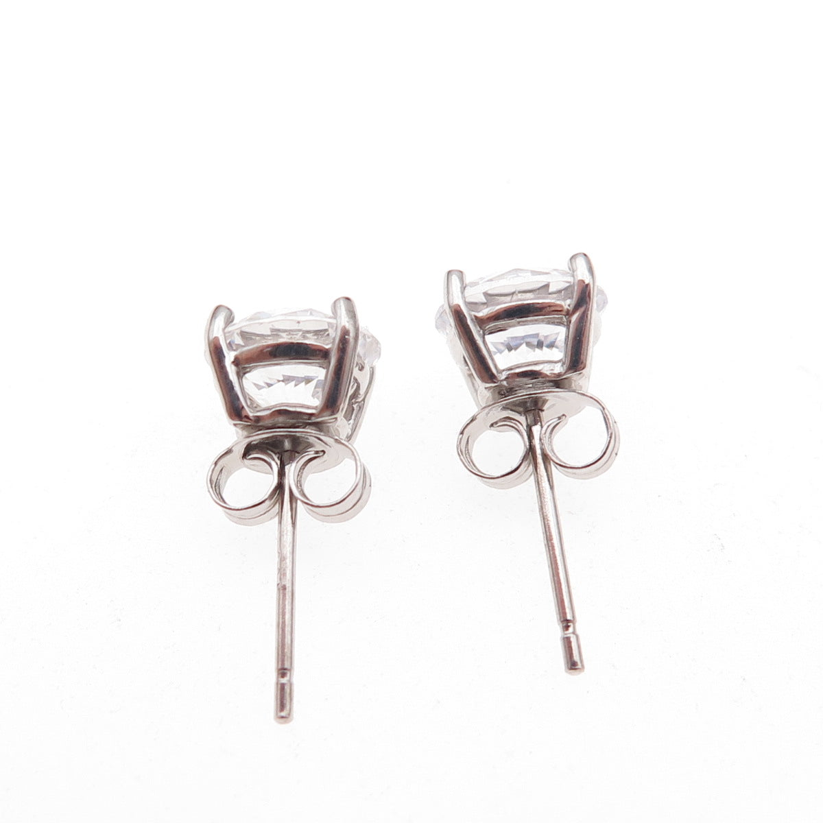 925 Sterling Silver Round-Cut C Z Stud Earrings