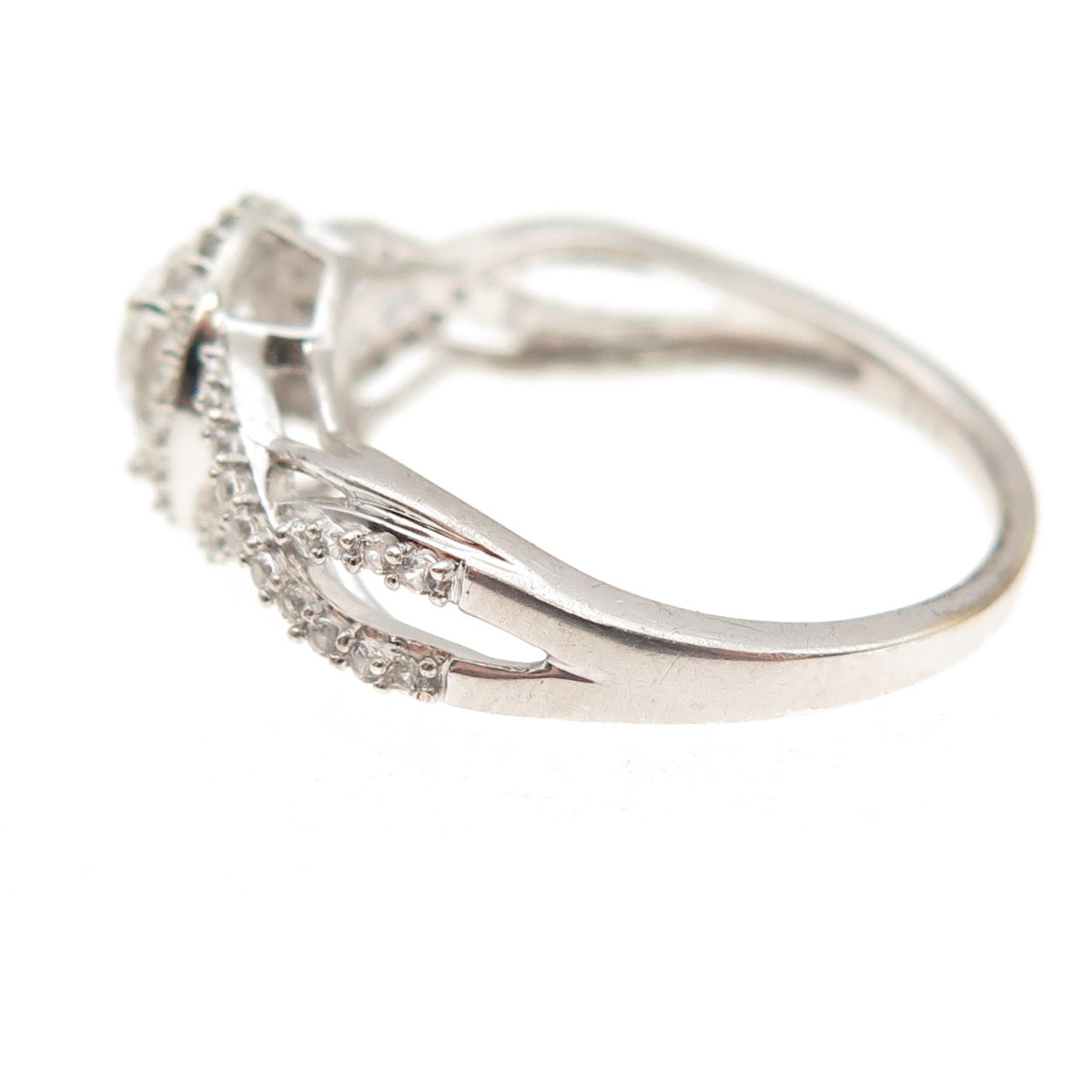 Jane Seymour 925 Sterling Silver Real White Topaz Engagement Ring Size 6.75