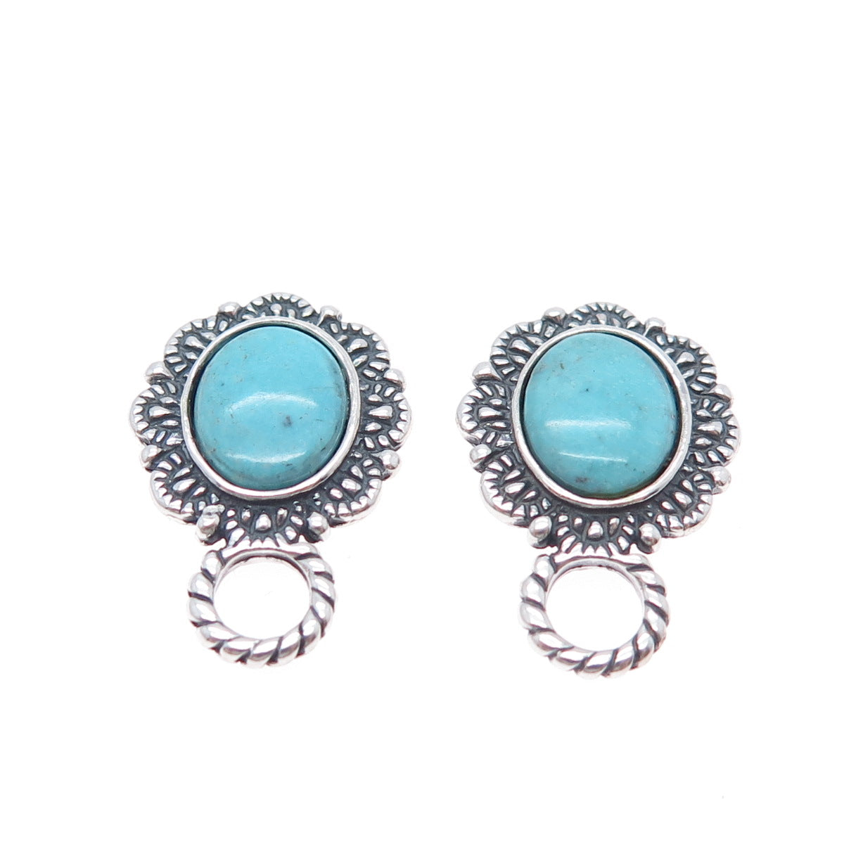 CAROLYN POLLACK Old Pawn 925 Sterling Silver Vintage Turquoise Jacket Earrings