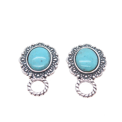 CAROLYN POLLACK Old Pawn 925 Sterling Silver Vintage Turquoise Jacket Earrings