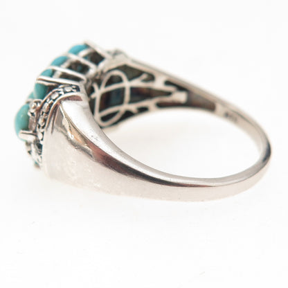 Chuck Clemency 925 Sterling Silver Real Blue Diamond & Turquoise Ring Size 10