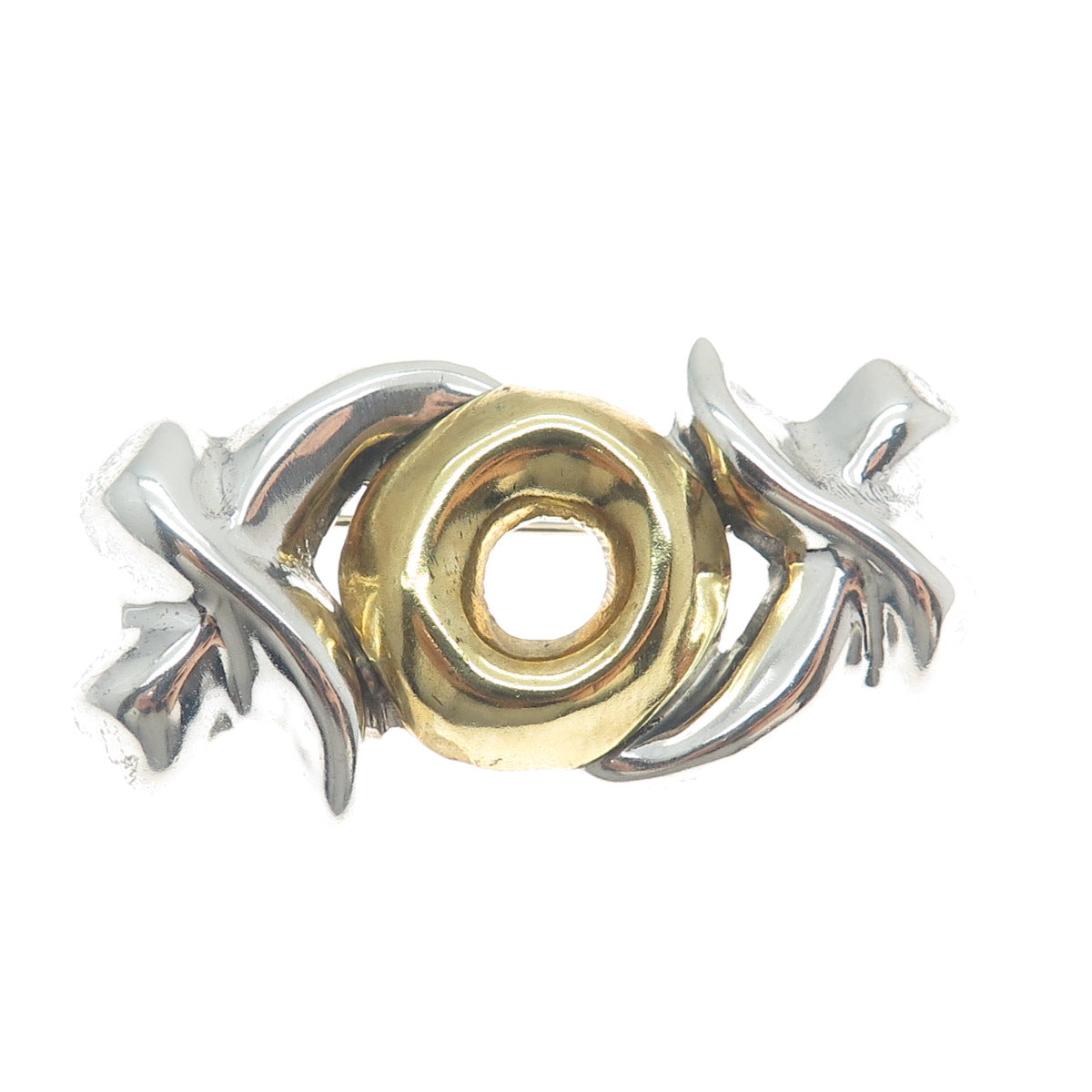 925 Sterling Silver 2-Tone Vintage Mexico XO Hugs & Kisses Pin Brooch