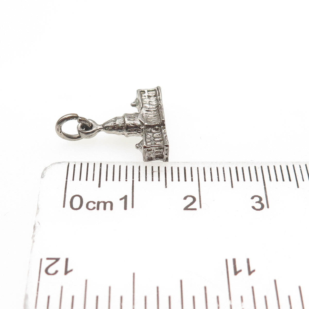 925 Sterling Silver Antique Art Deco US Capitol Building 3D Mini Charm Pendant