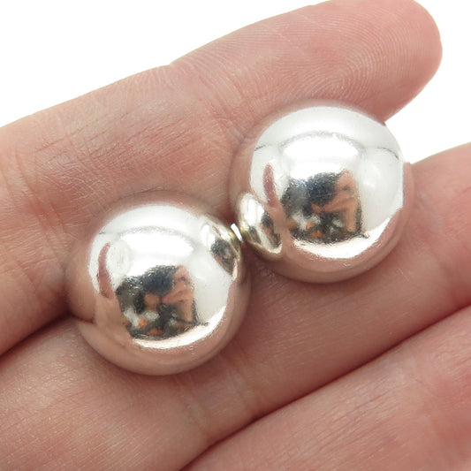 BAYANIHAN 925 Sterling Silver Vintage Modernist Half Ball Stud Earrings