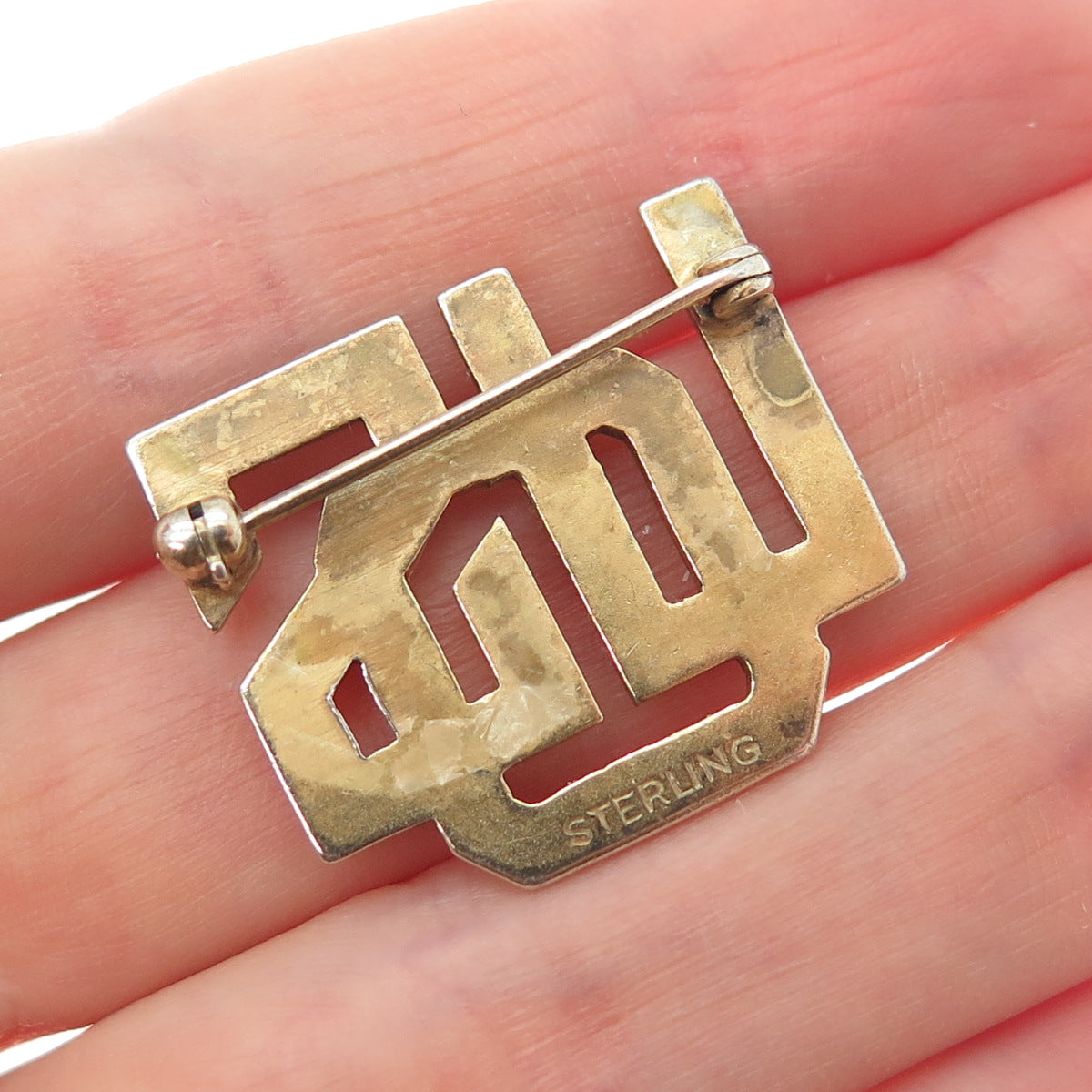 925 Sterling Silver Gold Plated Vintage USO United Service Organization Brooch