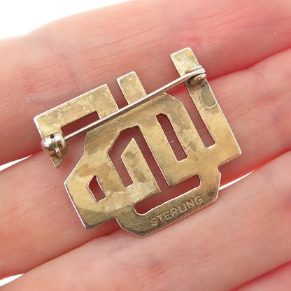 925 Sterling Silver Gold Plated Vintage USO United Service Organization Brooch