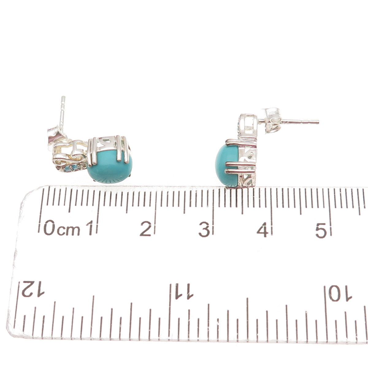 925 Sterling Silver Real Sleeping Beauty Turquoise & Apatite Earrings