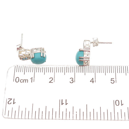 925 Sterling Silver Real Sleeping Beauty Turquoise & Apatite Earrings