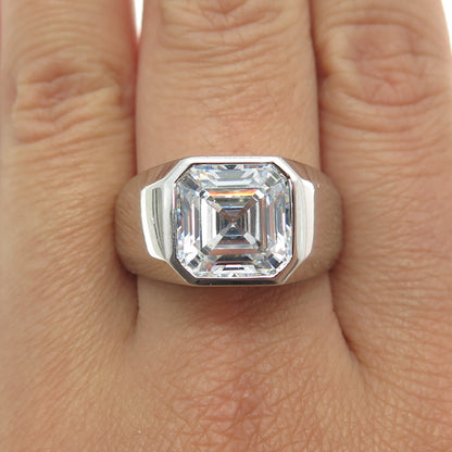 925 Sterling Silver Asscher-Cut C Z Ring Size 10.25