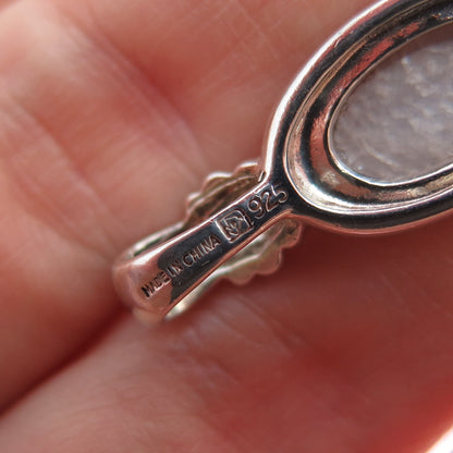 MICHELLE ALBALA 925 Sterling Silver Vintage Real MOP Minimalist Charm Pendant