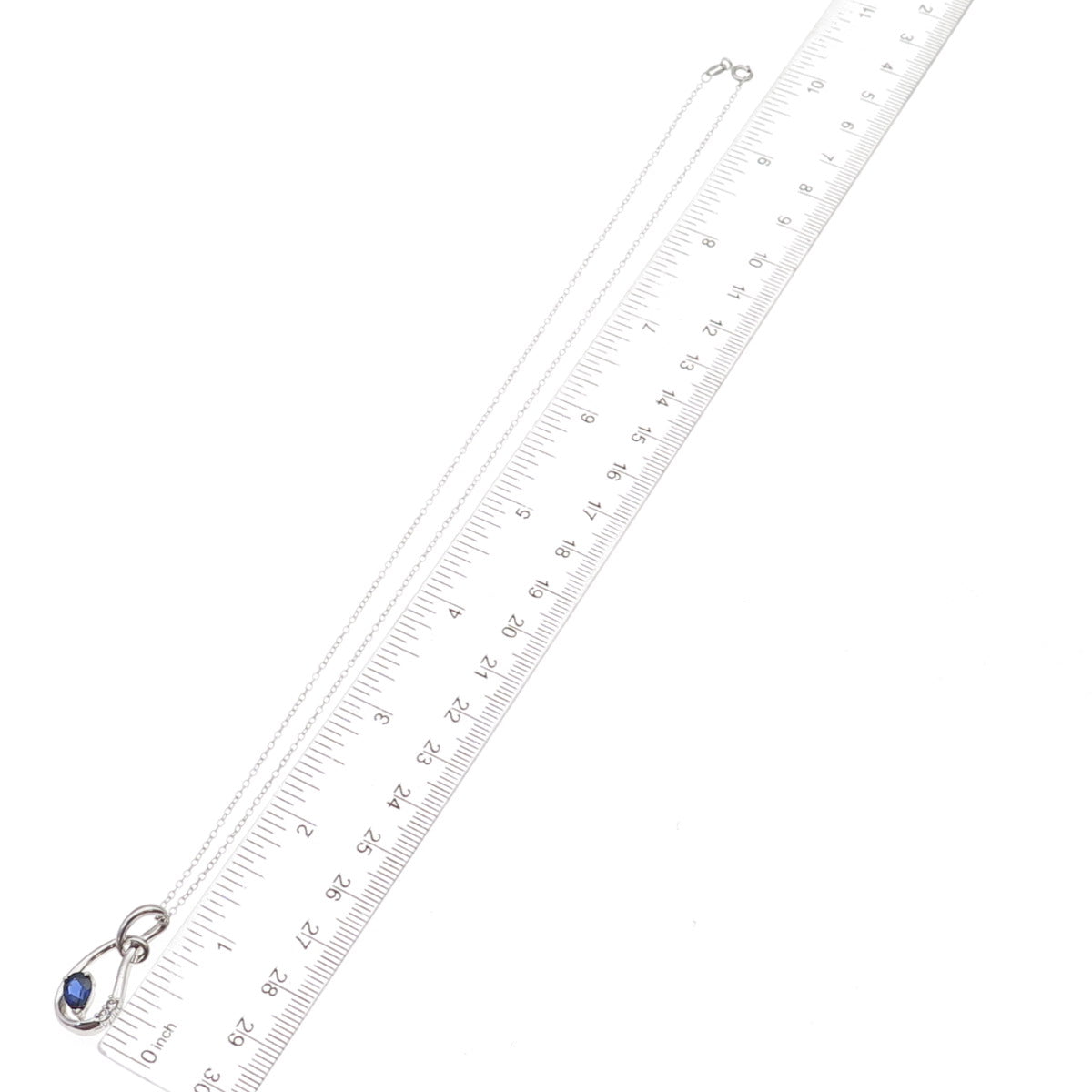925 Sterling Silver Real White Topaz & Lab-Created Sapphire Chain Necklace 18"
