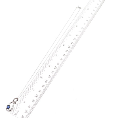 925 Sterling Silver Real White Topaz & Lab-Created Sapphire Chain Necklace 18"