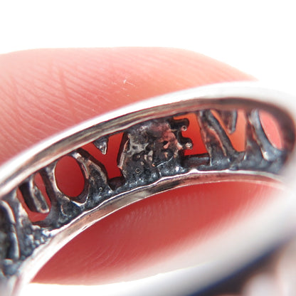 925 Sterling Silver Vintage I Love You Oxidized Band Ring Size 5.75