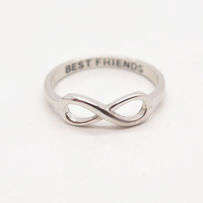 925 Sterling Silver Vintage BJG "Best Friends" Infinity Ring Size 6.25