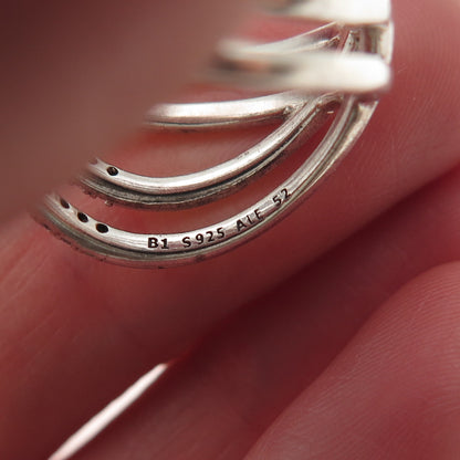 PANDORA 925 Sterling Silver Round-Cut C Z Cosmic Lines Ring Size 6.5