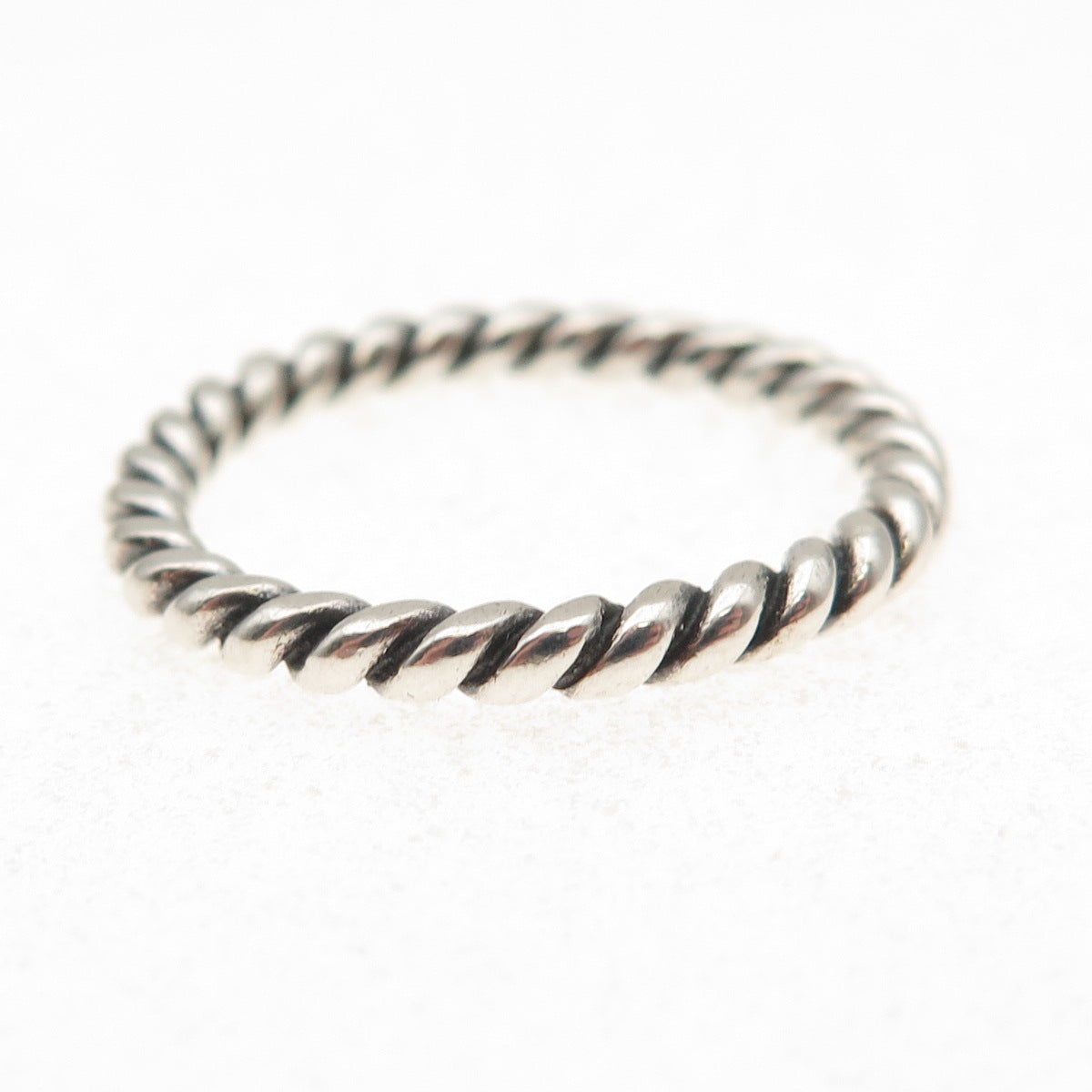 925 Sterling Silver Vintage Oxidized Twisted Stackable Band Ring Size 9