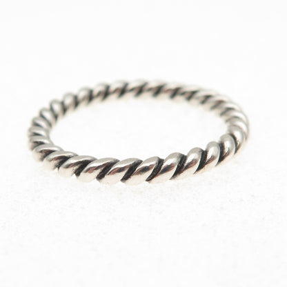 925 Sterling Silver Vintage Oxidized Twisted Stackable Band Ring Size 9