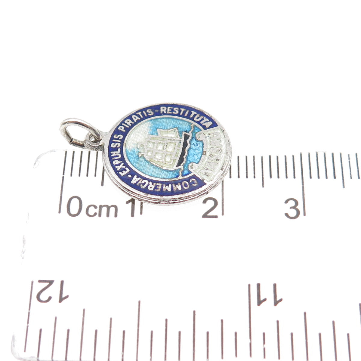 Breadner & Co. 925 Sterling Silver Vintage Enamel Nassau Bahamas Mini Pendant