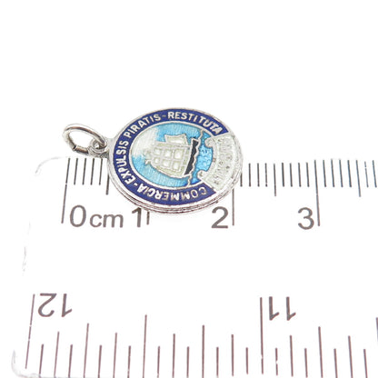 Breadner & Co. 925 Sterling Silver Vintage Enamel Nassau Bahamas Mini Pendant