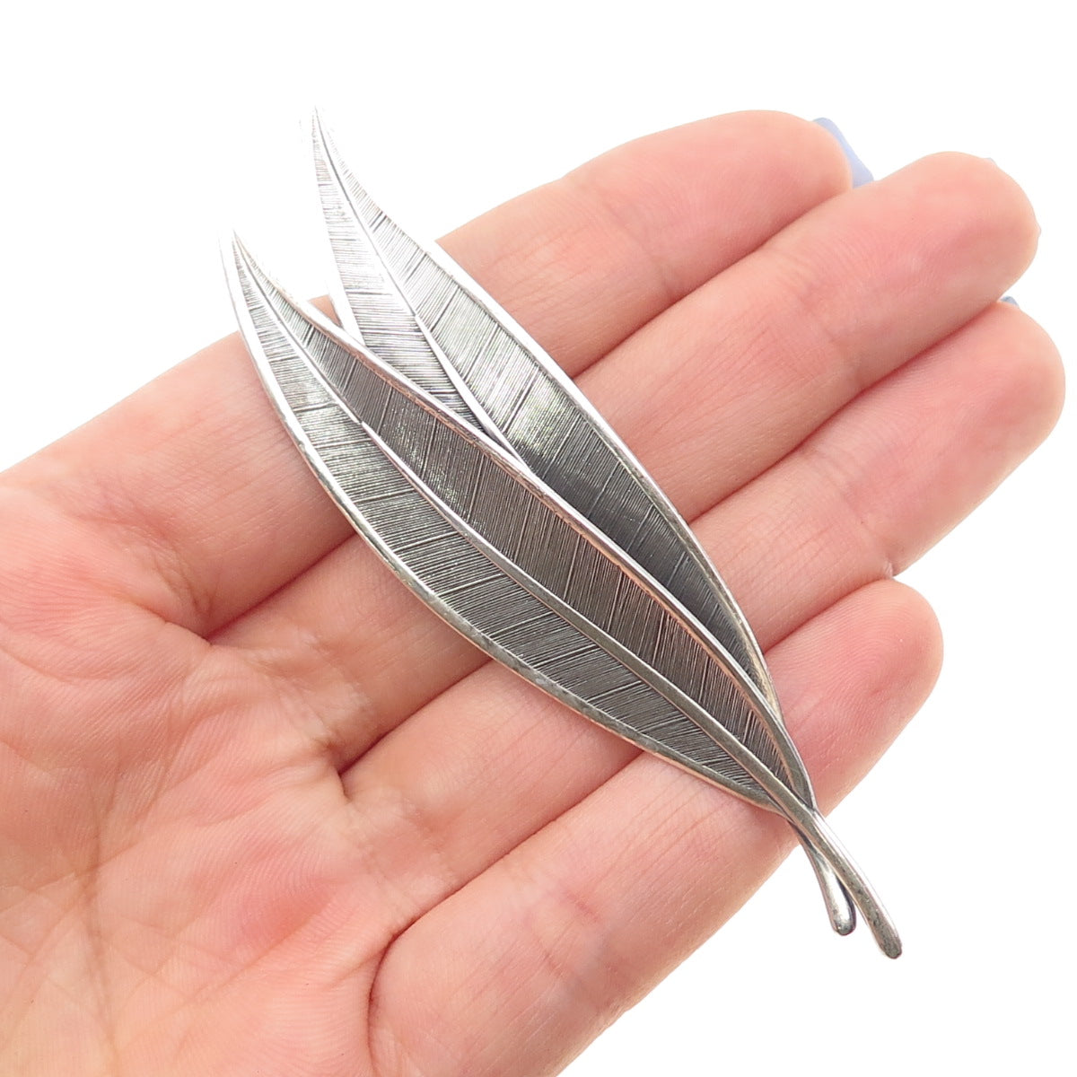 BEAU 925 Sterling Silver Vintage Floral Leaf Oxidized Pin Brooch