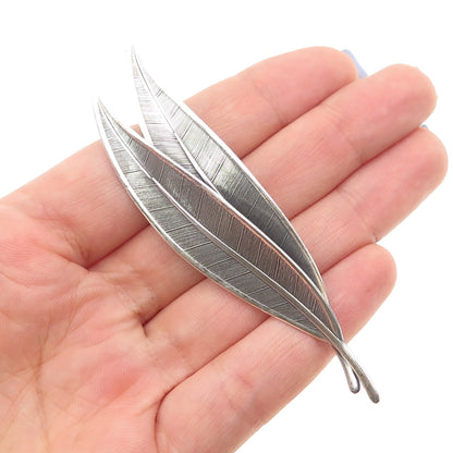 BEAU 925 Sterling Silver Vintage Floral Leaf Oxidized Pin Brooch