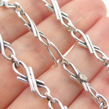 925 Sterling Silver Vintage Modernist Infinity Chain Necklace 20"