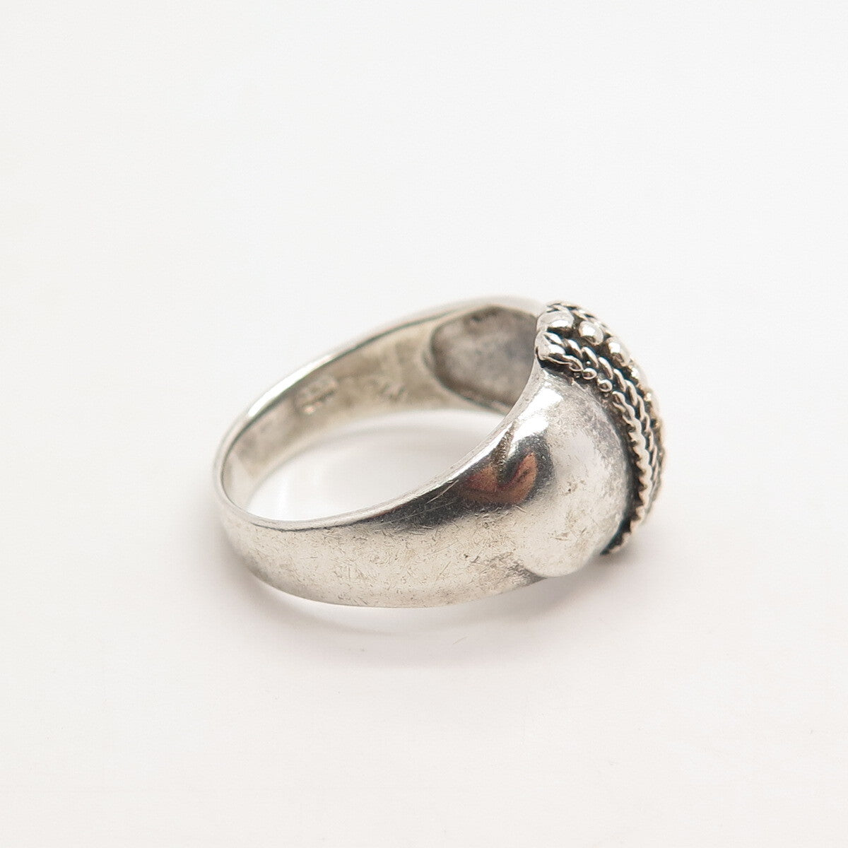 925 Sterling Silver Vintage Beaded Ring Size 5.75