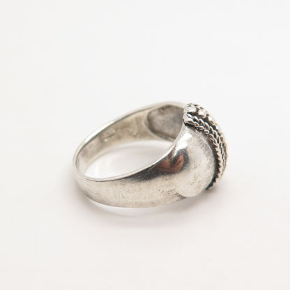 925 Sterling Silver Vintage Beaded Ring Size 5.75