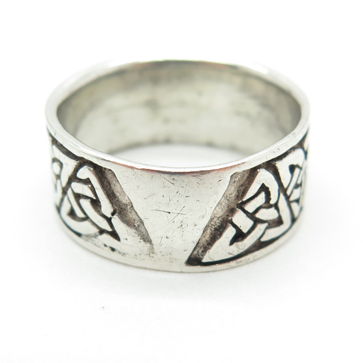 925 Sterling Silver Vintage Celtic Knot Oxidized Band Ring Size 8.75